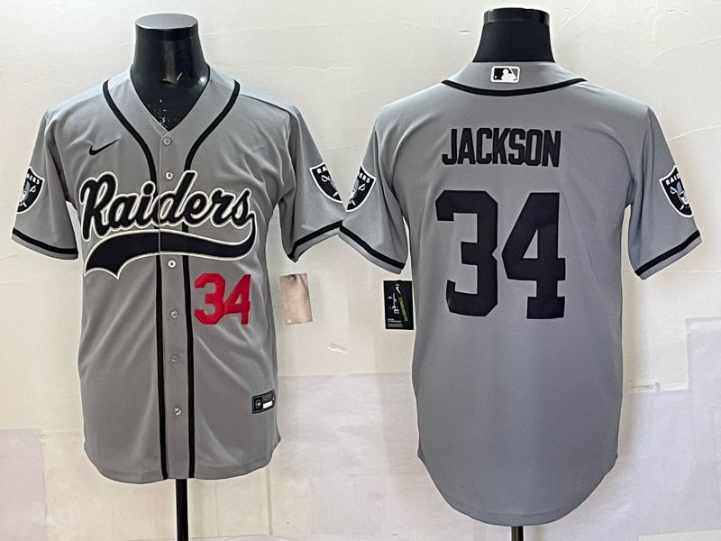 Men 2025 Oakland Raiders #34 Jackson Grey 3th generation Joint Name Nike Limited NFL Jersey style 075